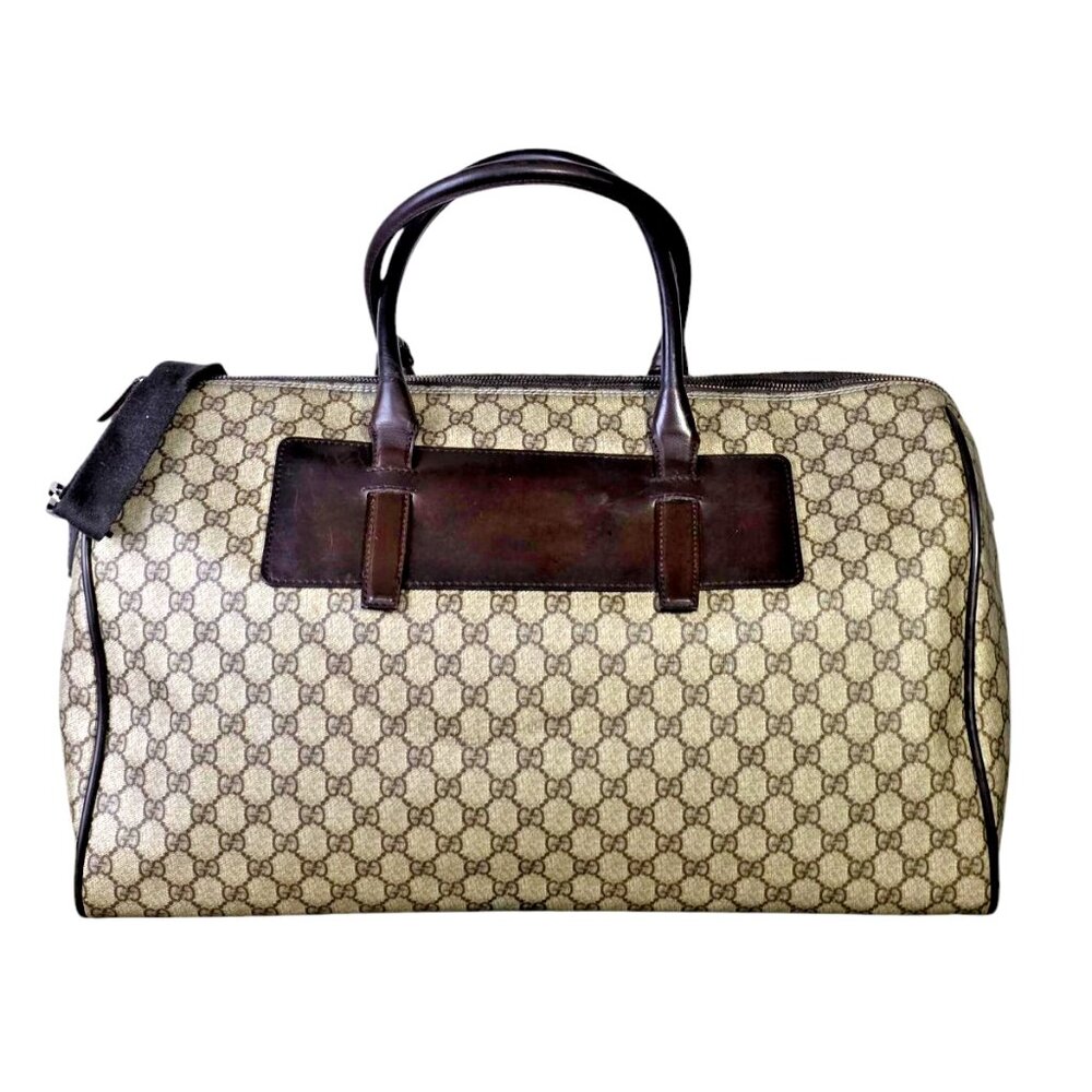 GUCCI GG Supreme 20" Large Duffle Bag Shoulder +TAG Brown Monogram Carry-On